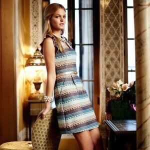 Anthropologie Tabitha Size 2 Teahouse Sleeveless Crochet V-Neck Striped Dress